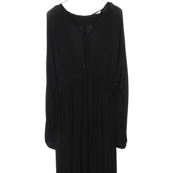Massimo Dutti Black Long Sleeve Bishop Sleeve Maxi Dress with Neck Tie Medium - Picture 3 of 10